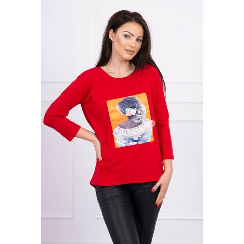 Kesi Blouse with 3D graphics, lace red Slike