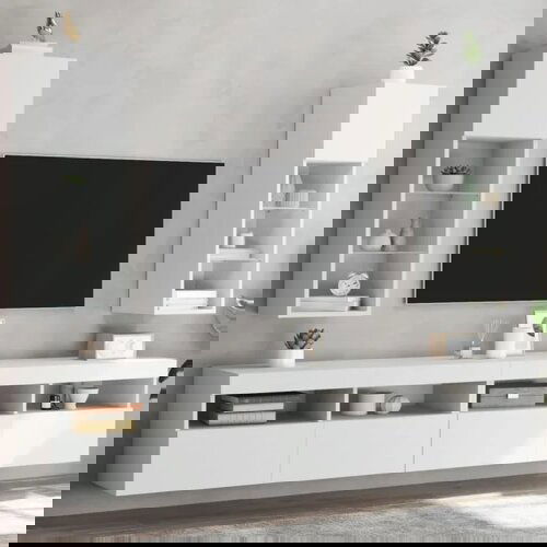 vidaXL TV omarica z LED lučkami 2 kosa bela 30,5x30x90 cm, (20977980) Cene