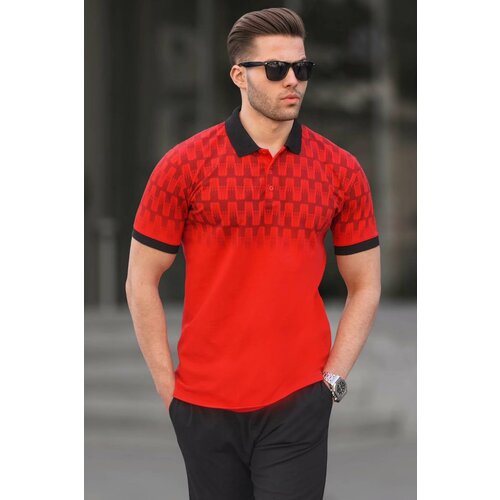 Madmext Men's Red Slim Fit Patterned Polo T-Shirt 6109 Cene