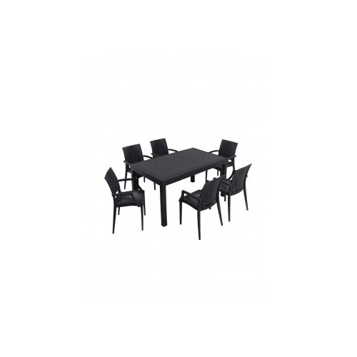 Hanah home Antracitno sivi vrtni blagovaonski set od umjetnog ratana za 6 osoba Rattan – Cijene