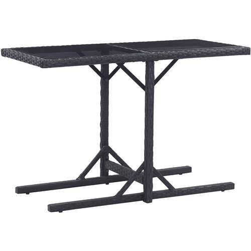VidaXL Vrtna miza črna 110x53x72 cm steklo in poli ratan Slike