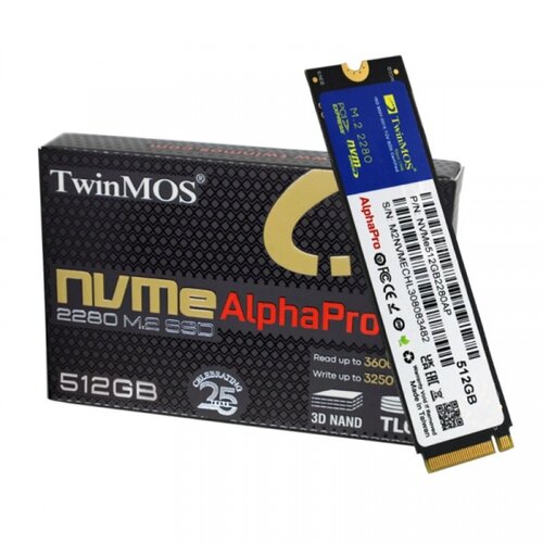 TwinMOS SSD M.2 NVMe 512GB, 3600MBs/3250MBs NVMe512GB2280AP Cene
