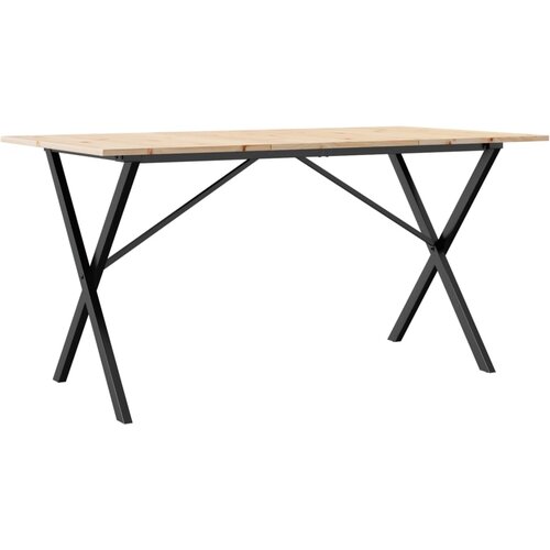 Maison Chic Jedilna miza - Kuhinjska miza - Jedilni stol X okvir 160x80x75 cm trdna borovina lito železo, (21714888) Slike
