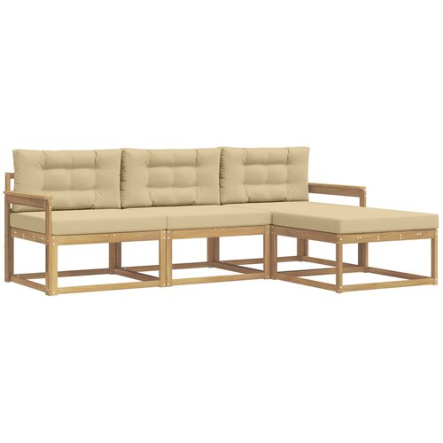 vidaXL Zunanja garnitura za sedenje 4 pcs Bela in bež Poliester, (5000280857) Cene