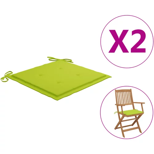 vidaXL jastuci za vrtne stolice 2 kom jarko zeleni 40x40x3 cm tkanina