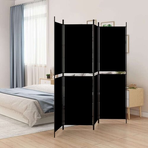  Sobna pregrada s 4 panela crna 200 x 200 cm od tkanine Cene