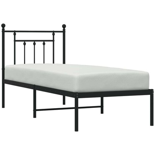 VidaXL Metalni okvir za krevet s uzglavljem crni 75x190 cm Slike
