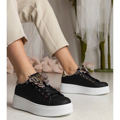 D/CEO UR/CEO Black sneakers decorated with a rhinestone butterfly Kariba Cijene