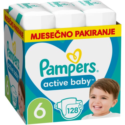 Pampers Active Baby Pleničke, &amp;scaron;t. 4, za 9 - 14 kg, 180 kos Slike