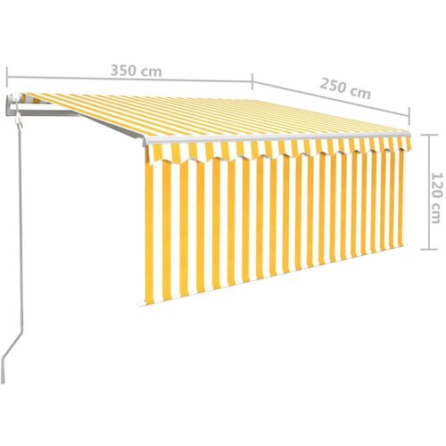 VidaXL Automatska tenda s roletom i senzorom LED 3 5x2 5 m žuto-bijela Slike