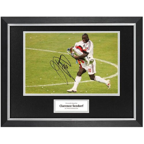  Clarence Seedorf Signed 16"x12" Framed Photo Display AC Milan Autograph COA Cene