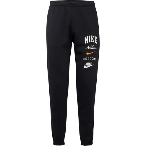 Nike Sportswear Hlače 'CLUB' oranžna / črna / bela