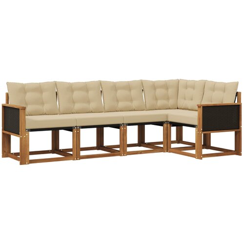 vidaXL Zunanja garnitura za sedenje z blazino 5 pcs Naravna in bež, (5000280637) Cene