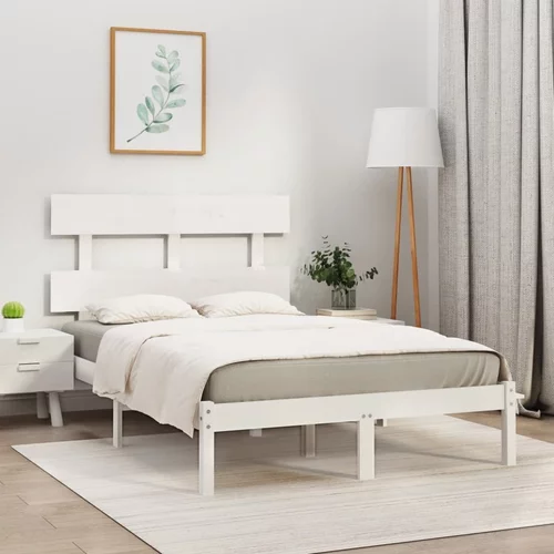  Okvir za krevet od masivnog drva bijeli 140 x 200 cm