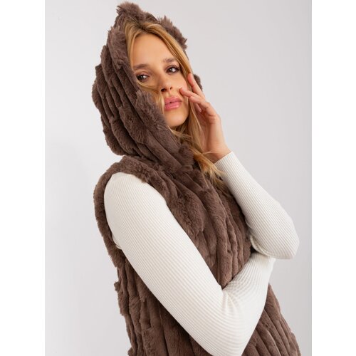 Fashion Hunters Brown fur vest with zipper Slike
