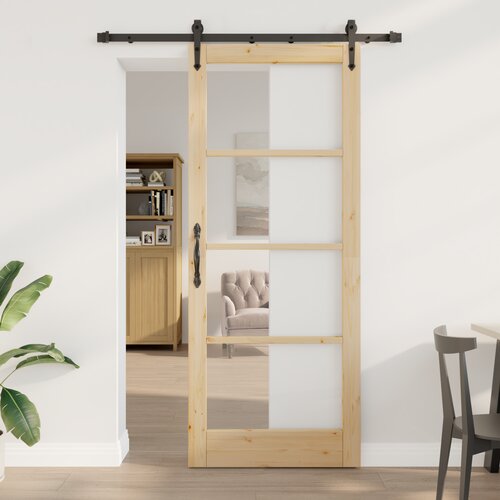 vidaXL Drsna vrata z nastavitvenim kompletom 'ORKDAL'86x211 cm, Notranja vrata z ogledalom 'ORKDAL'86x211x4 cm iz trdnega borovega lesa Cene