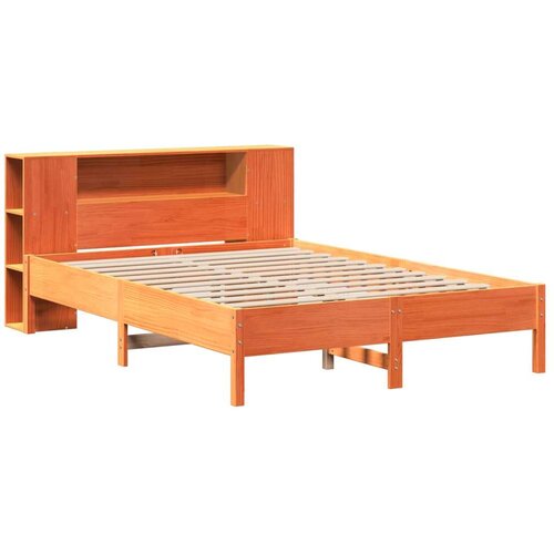 VidaXL Krevet s regalom za knjige bez madraca 140x200 cm od borovine Slike