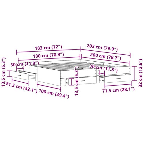  Krevetna konstrukcija Staro drvo 180 x 200 cm Konstruirano drvo Slike