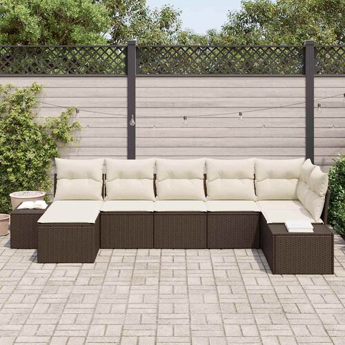  Sjedeća garnitura za vrt 7 kom. Smeđa poliratan 319 x 62 x 85 cm Slike