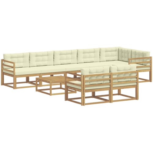  Set vanjskih sofa 9 kom. Bijela i krem Poliester Slike