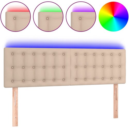 Maison Chic LED Posteljno vzglavje - Vzglavna omarica - Nočna omarica kapučino 144x5x78/88 cm umetno usnje, (21711017) Cene