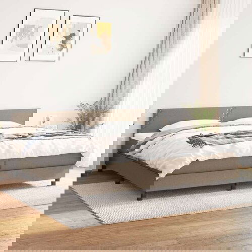  Krevet s oprugama i madracem smeđesivi 200x200 cm od tkanine Cijene