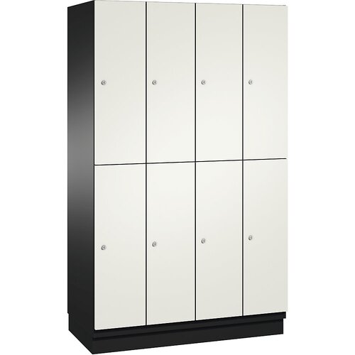 C+P Omara s predelki CAMBIO, z vrati iz jeklene pločevine in garderobnim drogom, 8 predelkov, širina 1200 mm, korpus črno siv / vrata bela Cene