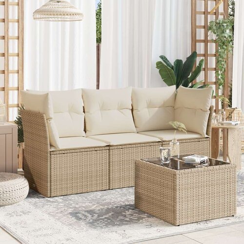  4-dijelni set vrtnih sofa s jastucima bež od poliratana Cene
