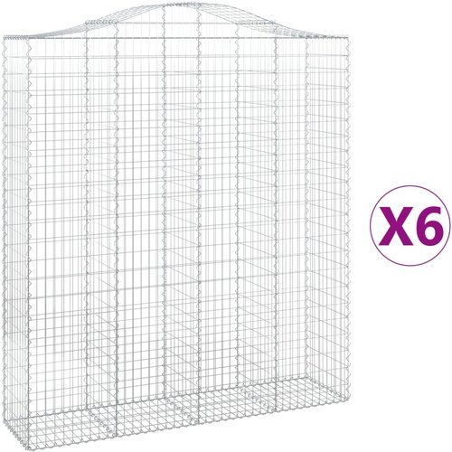 vidaXL Obokane gabion košare 6 kosi 200x50x220/240 cm pocinkano železo, (21000519) Cene