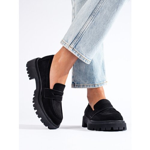 SHELOVET Suede black women&amp;#039;s loafers Slike