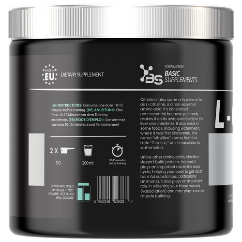 Basic Supplements l-citrulline pro 400g &amp;ndash; pojačava izdržljivost i protok krvi Slike