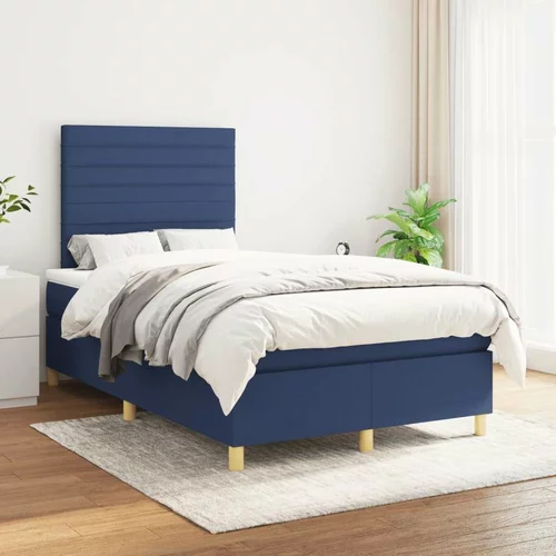  Box spring postelja z vzmetnico moder 120x200 cm blago, (20897333)
