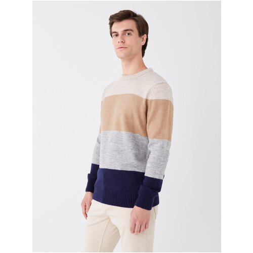 LC Waikiki Crew Neck Long Sleeve Color Block Men's Knitwear Sweater Slike