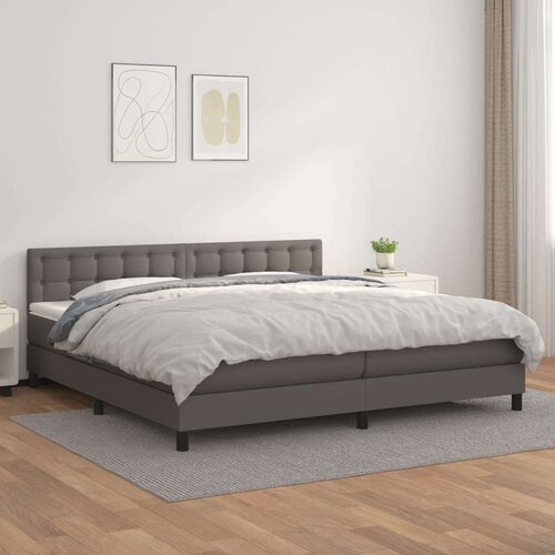  Box spring postelja z vzmetnico siva 200x200 cm umetno usnje, (20789854) Slike