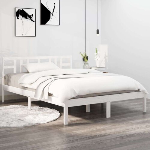  Posteljni okvir bel iz trdnega lesa 120x200 cm, (20684704) Slike