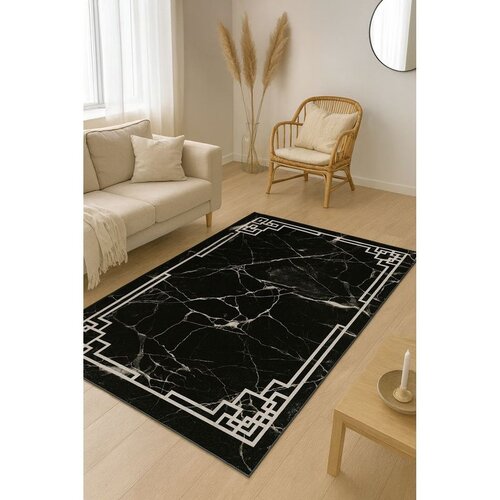 Conceptum Hypnose tepih HM-CRP25-14, Pravougaoni, 100 x 180 cm, Crno-bijeli Cene