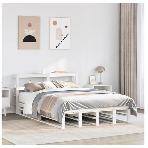 VidaXL Okvir kreveta bez madraca bijeli 160x200 cm od masivne borovine Slike