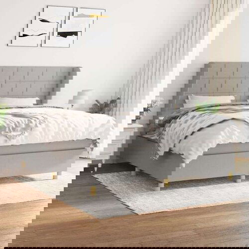  Box spring postelja z vzmetnico svetlo siva 160x200 cm žamet, (20789954) Cene