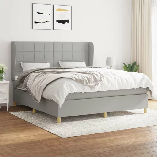  Box spring postelja z vzmetnico svetlo siva 160x200 cm žamet, (20789954)