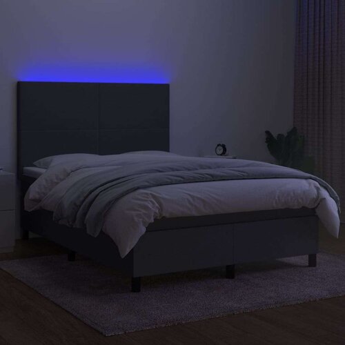  Krevet box spring s madracem LED tamnosivi 140x200 cm tkanina Slike