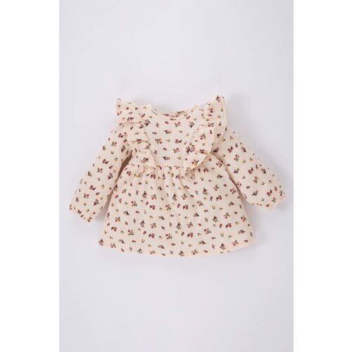 Defacto Regular Fit Flower Long Sleeve Knitted Dress Slike