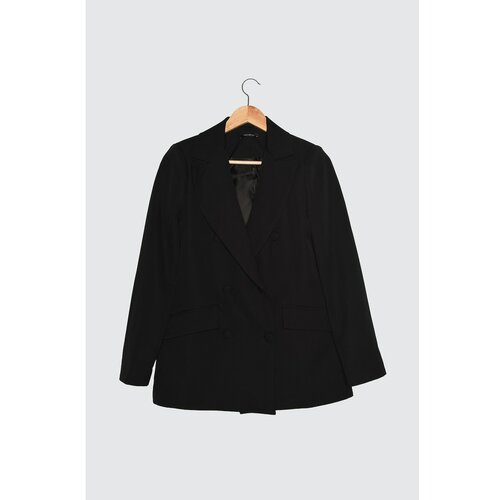 Trendyol Ženska jakna Button detaljno crna Slike