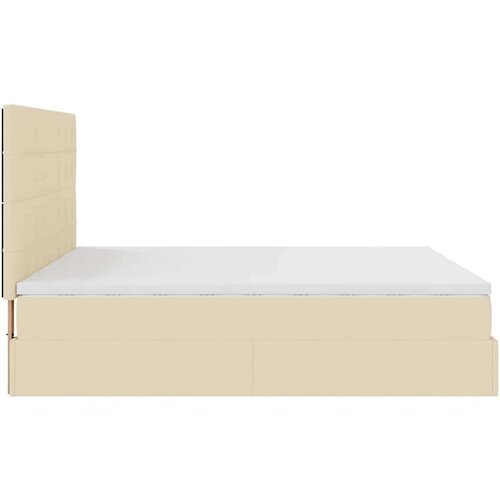 VidaXL otomanski okvir kreveta s madracima krem 160x200cm od tkanine Slike