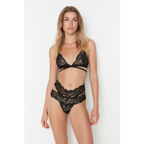 Trendyol Black Lace Piping Detailed Underwear Sets