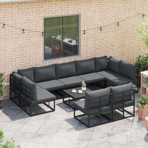  Sjedeća garnitura za vrt 9 kom. Crna Aluminij 353 x 211,5 x 71 cm Slike