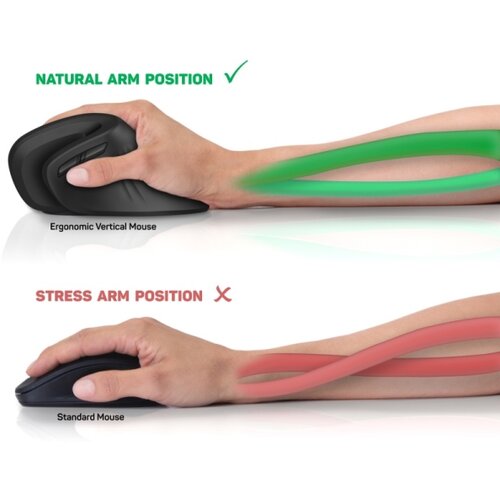 Connect IT CMO-2900-BK - Ergonomski bežični mi&amp;scaron;, 800/1200/1600 DPI, napajanje 1xAA, crna Slike