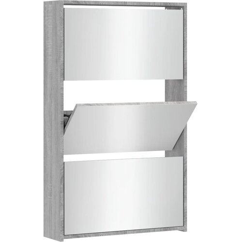 Maison Chic Omarica za obutev - Kopa za čevlje z ogledalom 3-nadstropna siva 63x17x102,5 cm, (21777554) Slike