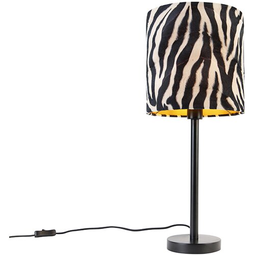 QAZQA Moderna namizna svetilka črna s senčnikom zebra 25 cm - Simplo Cene