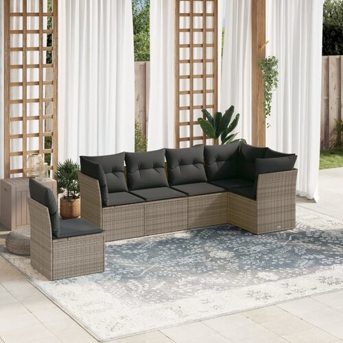 vidaXL 6-dijelni set vrtnih sofa od poliratana s jastucima sivi Cijene