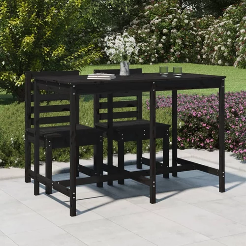 vidaXL Vrtni stol crni 159 5 x 82 5 x 110 cm od masivne borovine